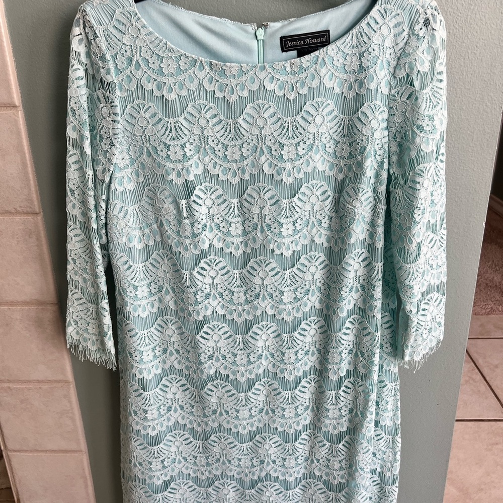 Jessica Howard Aqua Lace Dress